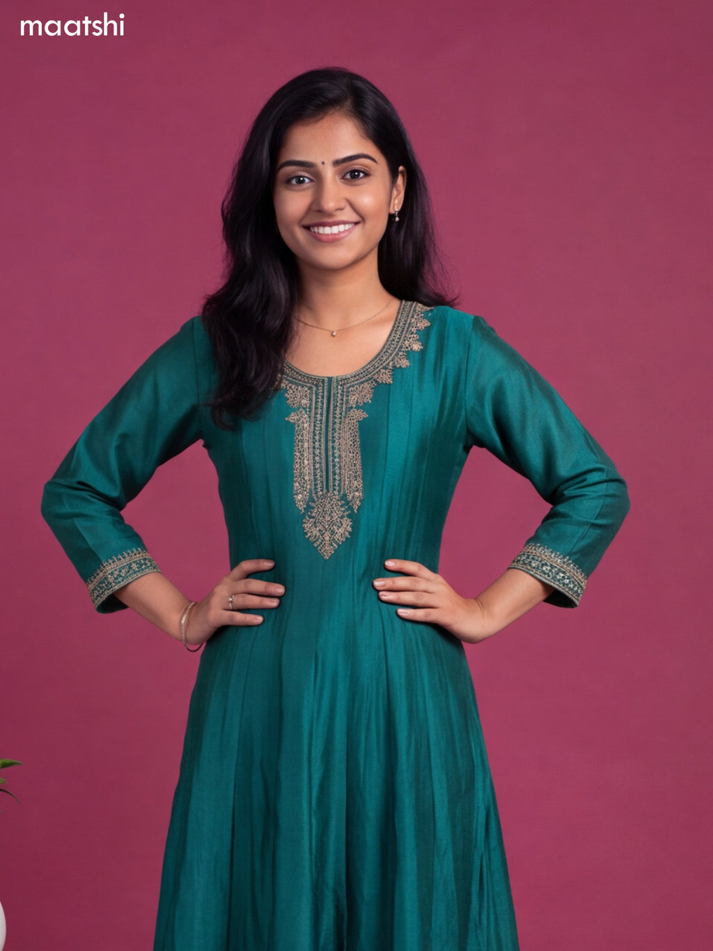 Teal Green Art Silk Sequin Embroiderd Anarkali Suit