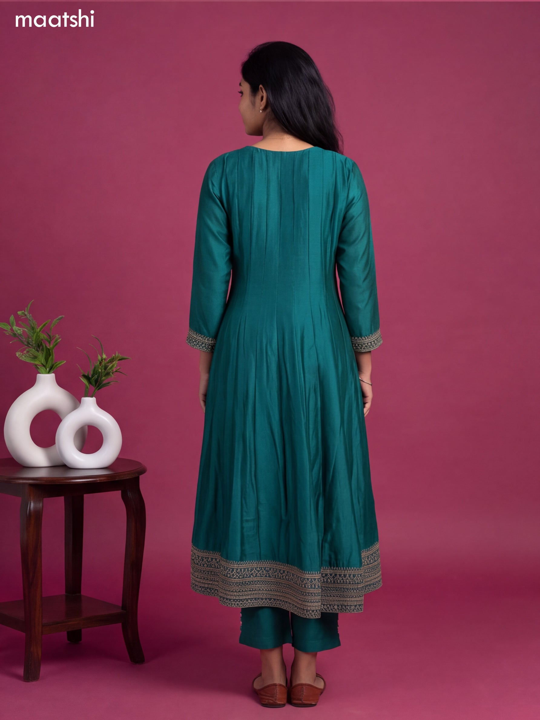 Teal Green Art Silk Sequin Embroiderd Anarkali Suit