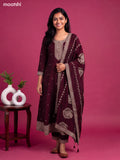 Wine Art Silk Sequin Embroiderd Anarkali Suit