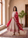 Biege and Reddish Pink Art Silk Embroidery Work Anarkali Suit