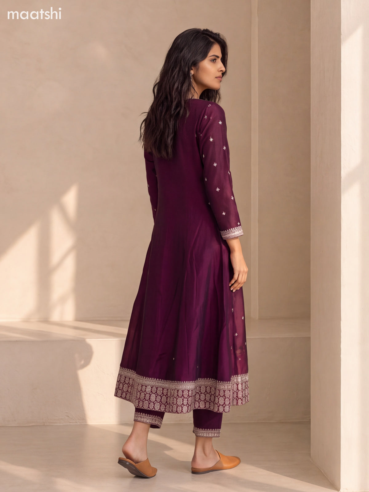 Dark Purple Art Silk Embroidery Work Anarkali Suit