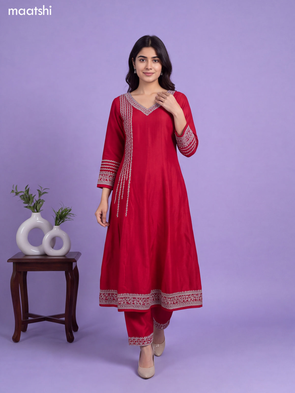 Pink Art Silk Heavy Embroidery Work Anarkali Suit