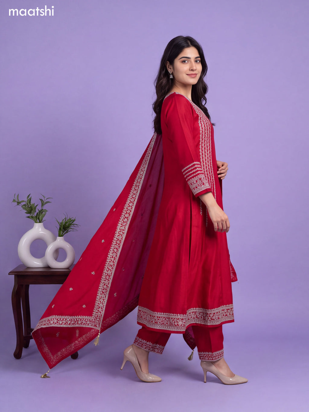 Pink Art Silk Heavy Embroidery Work Anarkali Suit