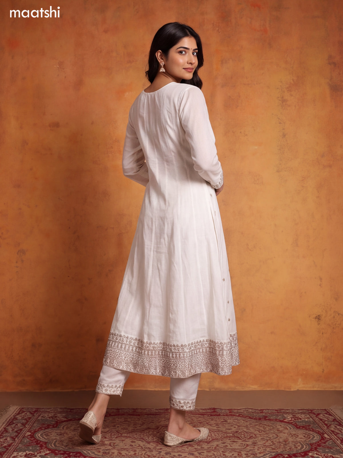 Off White Art Silk Heavy Embroidery Work Anarkali Suit