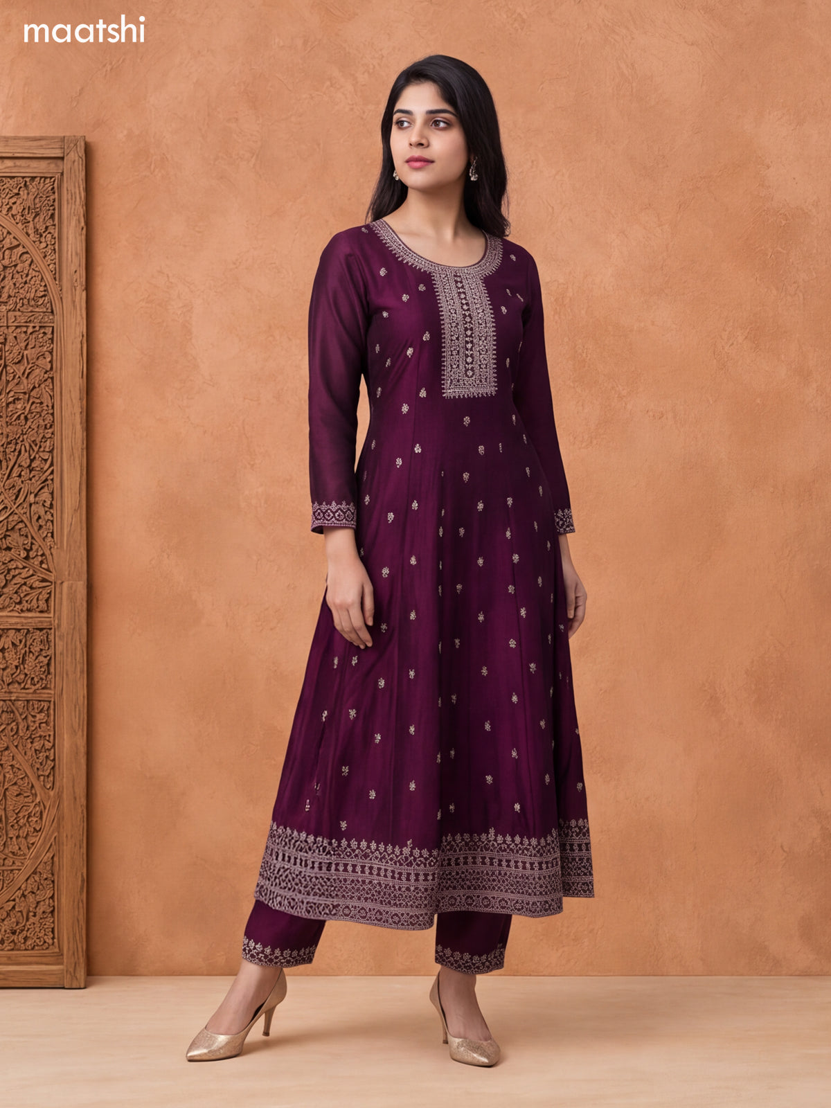 Deep Purple Art Silk Heavy Embroidery Work Anarkali Suit