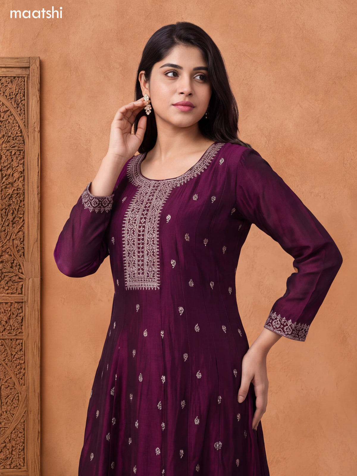 Deep Purple Art Silk Heavy Embroidery Work Anarkali Suit