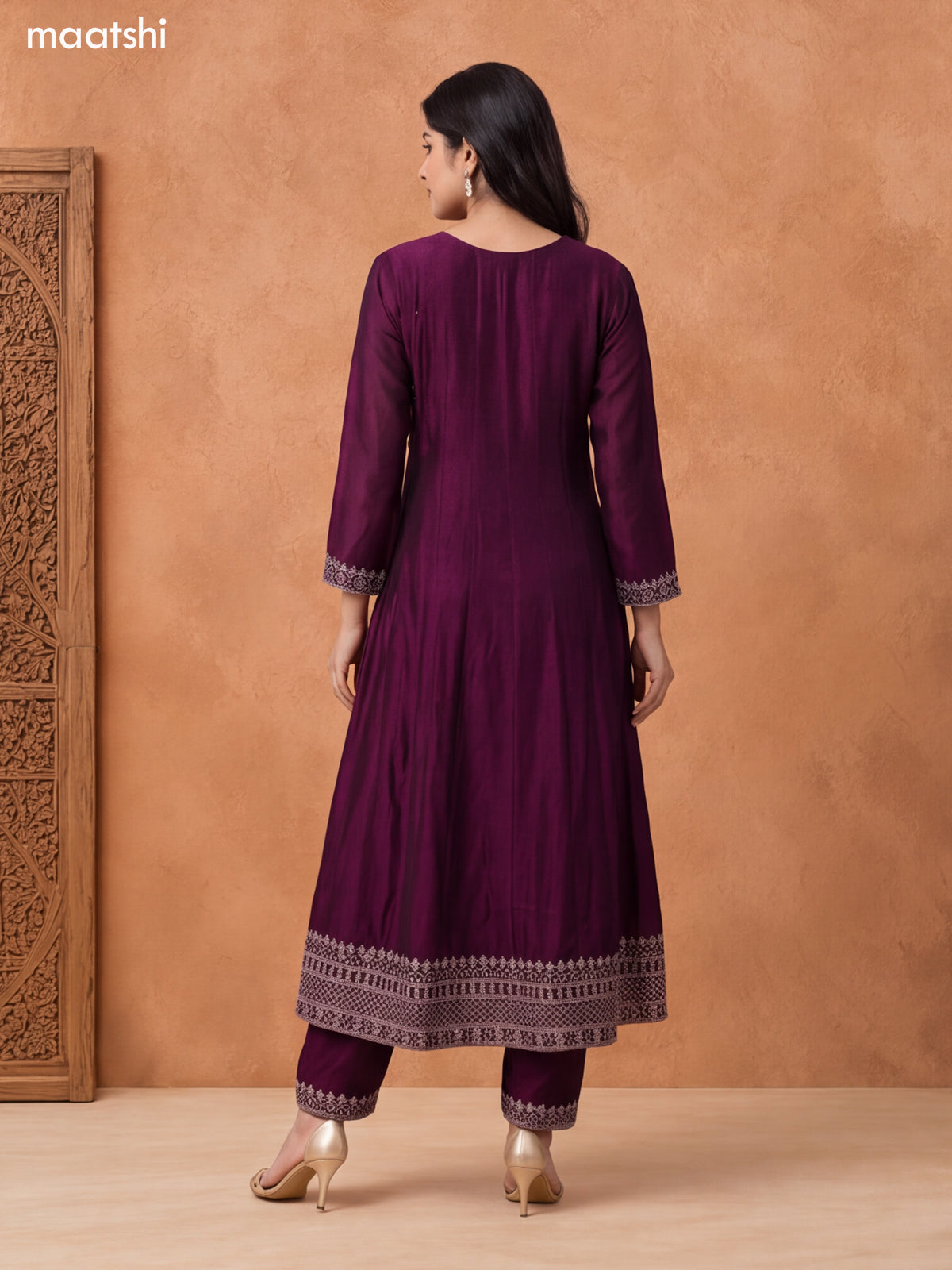 Deep Purple Art Silk Heavy Embroidery Work Anarkali Suit