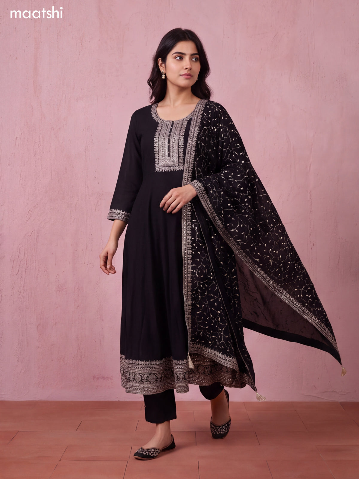 Black Art Silk Heavy Embroidery Work Anarkali Suit