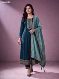 Green and Teal Green Art Silk Heavy Embroidery Work Anarkali Suit