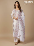 Cream Cotton Mirror Work Straight Suit
