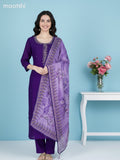 Violet and Lavender Georgette Pita Work Straight Suit