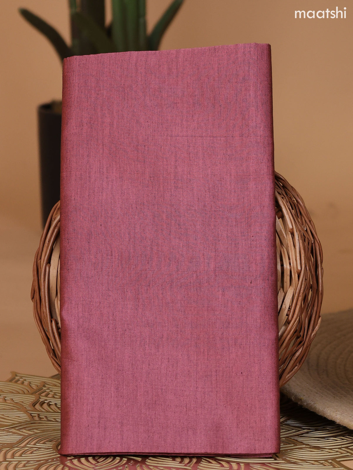 Green and Peach Pink Ikat Dress Material With Plain Body & Ikat Weaves Border and Bottom & Dupatta
