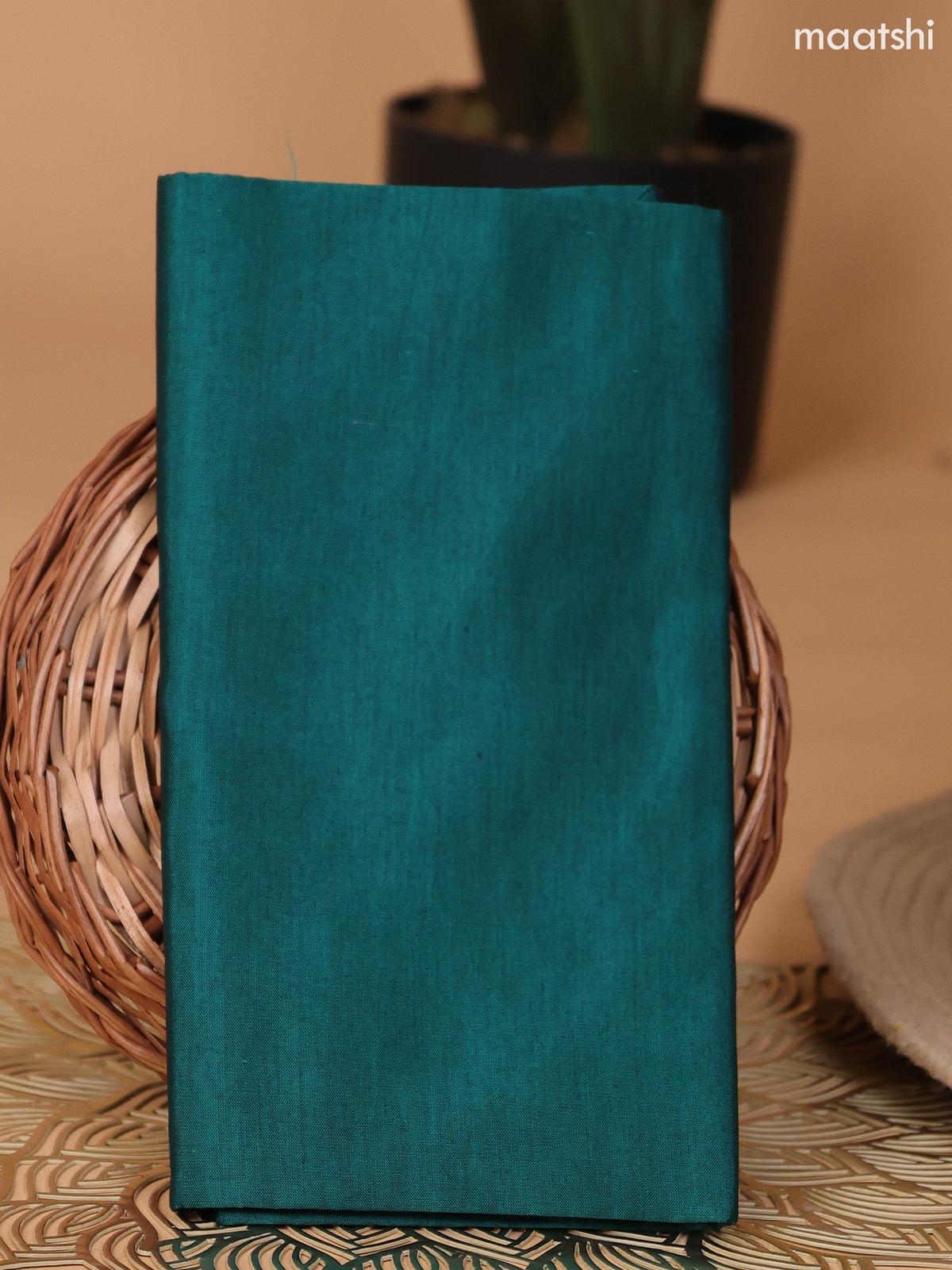 Violet and Peacock Green Ikat Dress Material With Plain Body & Ikat Weaves Border and Bottom & Dupatta