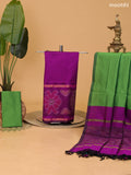 Purple and Green Ikat Dress Material With Plain Body & Ikat Weaves Border and Bottom & Dupatta