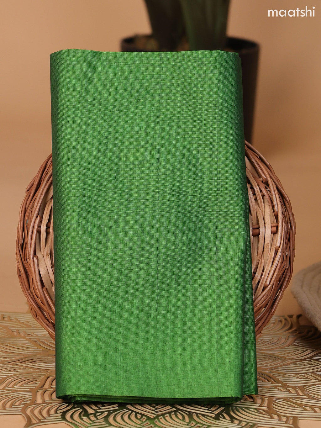Deep Navy Blue and Green Ikat Dress Material With Ikat Weaves and Bottom & Dupatta