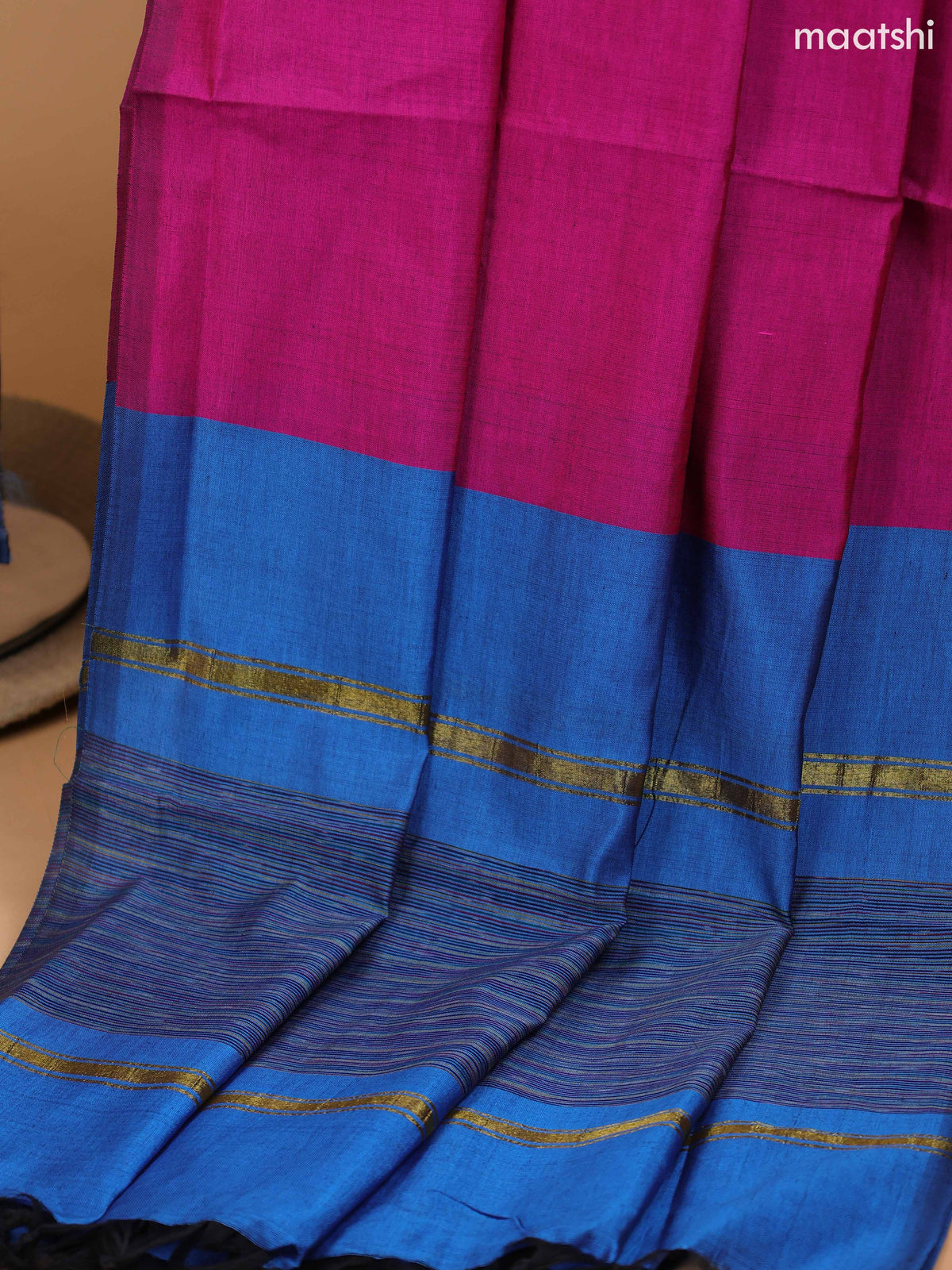 Teal Blue and Magenta Pink Ikat Dress Material With Ikat Weaves and Bottom & Dupatta