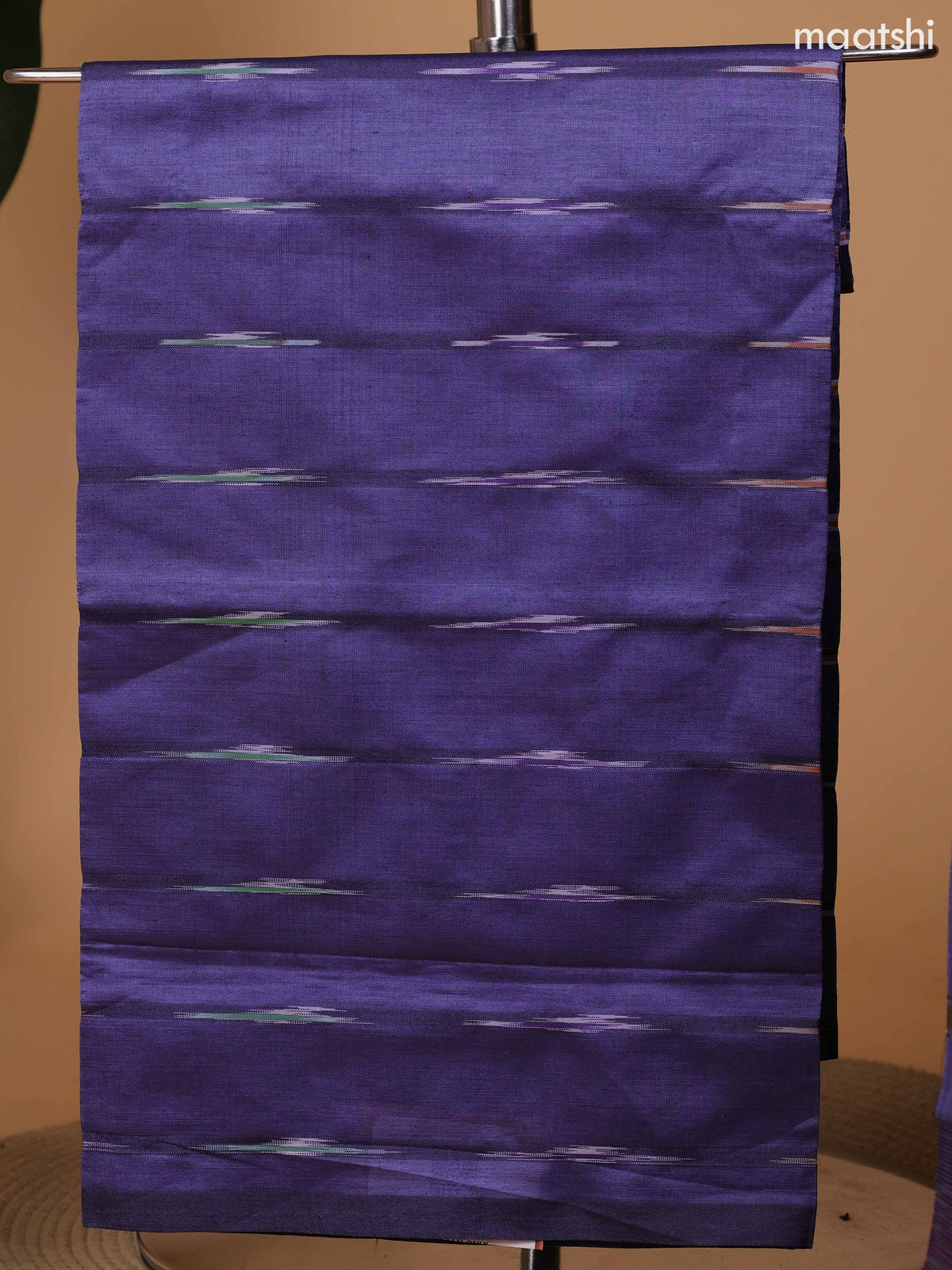 Bluish Grey and Rust Ikat Dress Material With Ikat Weaves and Bottom & Dupatta
