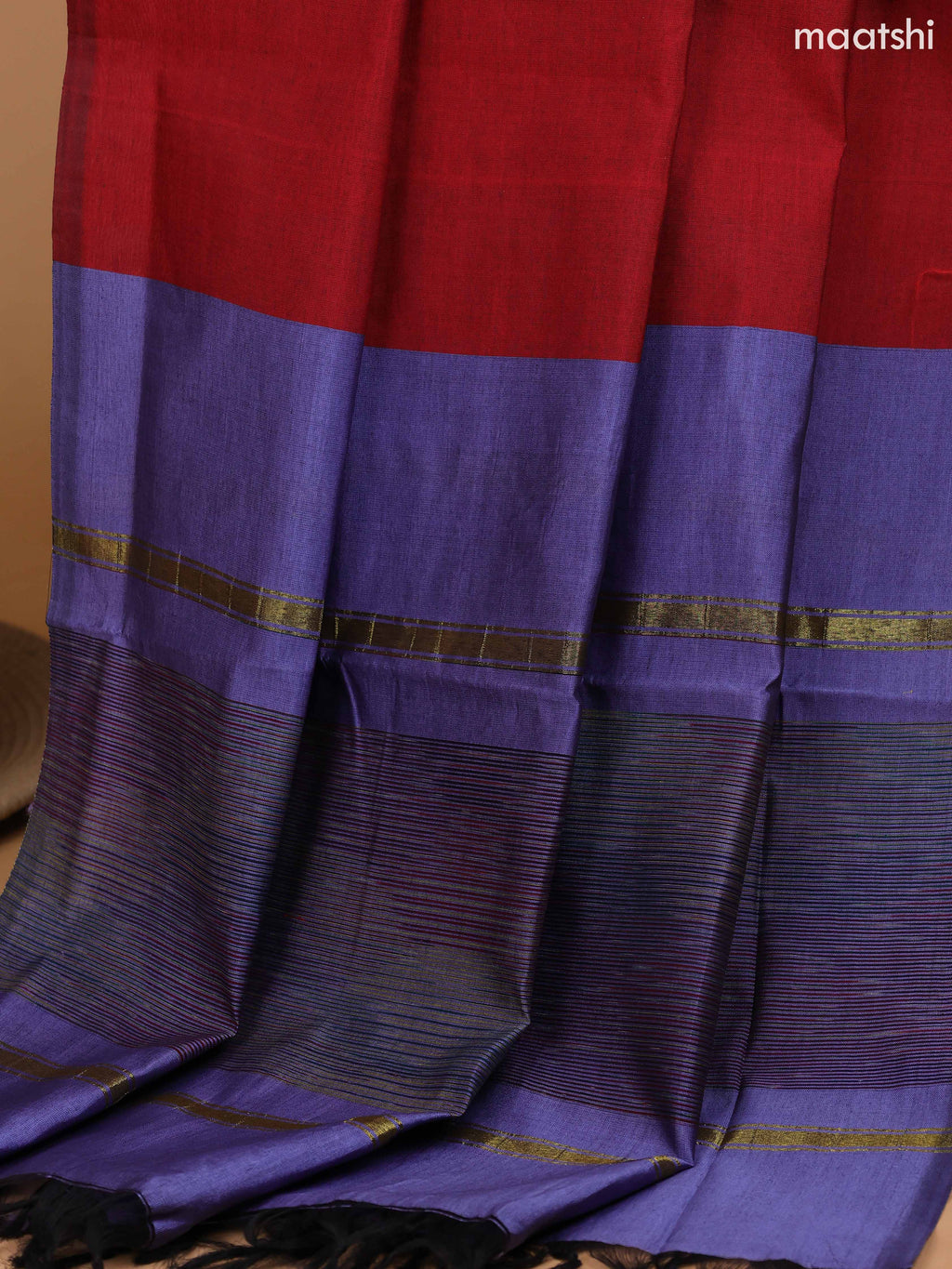 Bluish Grey and Rust Ikat Dress Material With Ikat Weaves and Bottom & Dupatta
