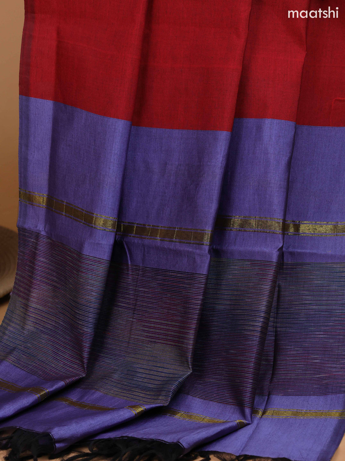 Bluish Grey and Rust Ikat Dress Material With Ikat Weaves and Bottom & Dupatta