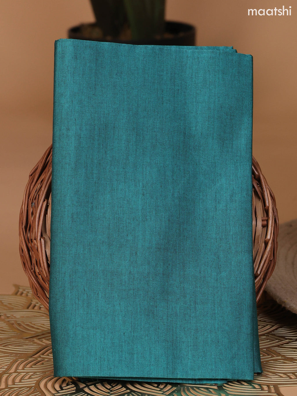 Black and Teal Green Ikat Dress Material With Plain Body & Ikat Weaves and Zari Border and Bottom & Dupatta