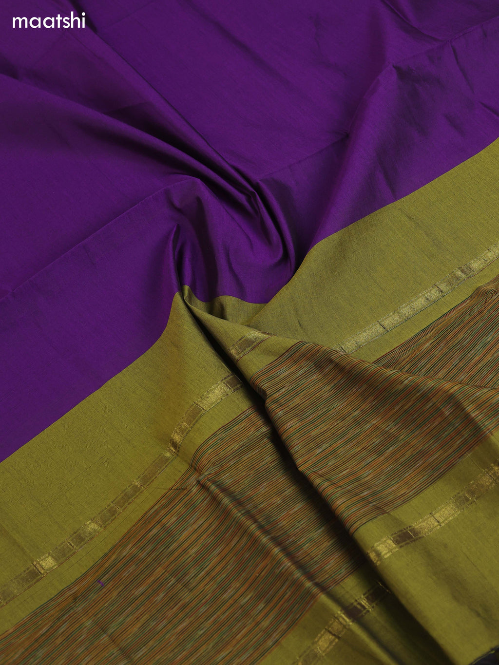 Mehendi Green and Violet Ikat Dress Material With Plain Body & Ikat Weaves Border and Bottom & Dupatta