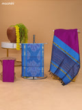 Peacock Blue and Magenta Pink Ikat Dress Material With Plain Body & Ikat Weaves Border and Bottom & Dupatta