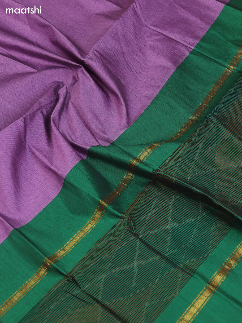 Dark Green and Lavender Ikat Dress Material With Plain Body & Ikat Weaves Border and Bottom & Dupatta