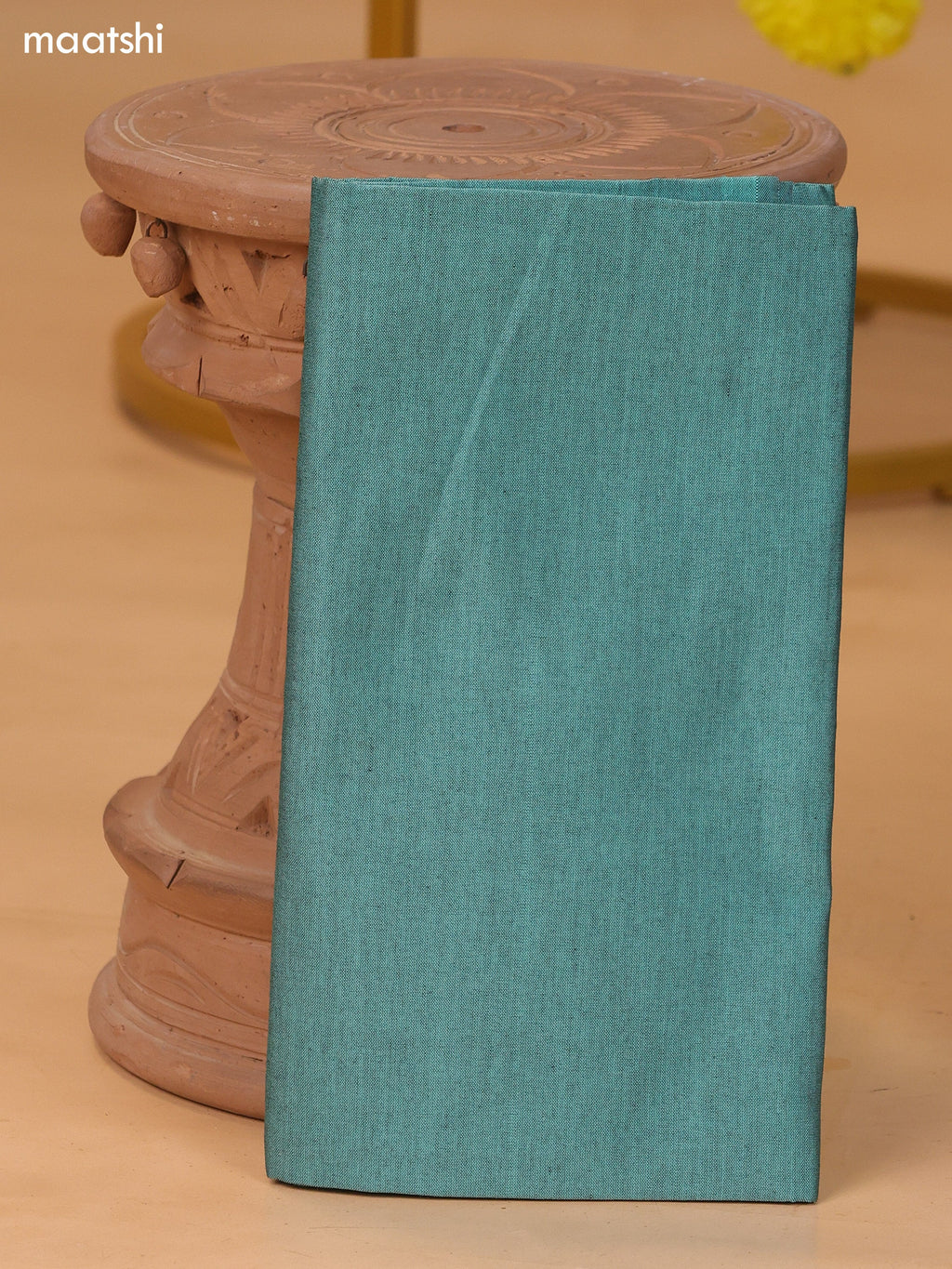 Purple and Dual Shade Of Teal Green Ikat Dress Material With Plain Body & Ikat Weaves Border and Bottom & Dupatta