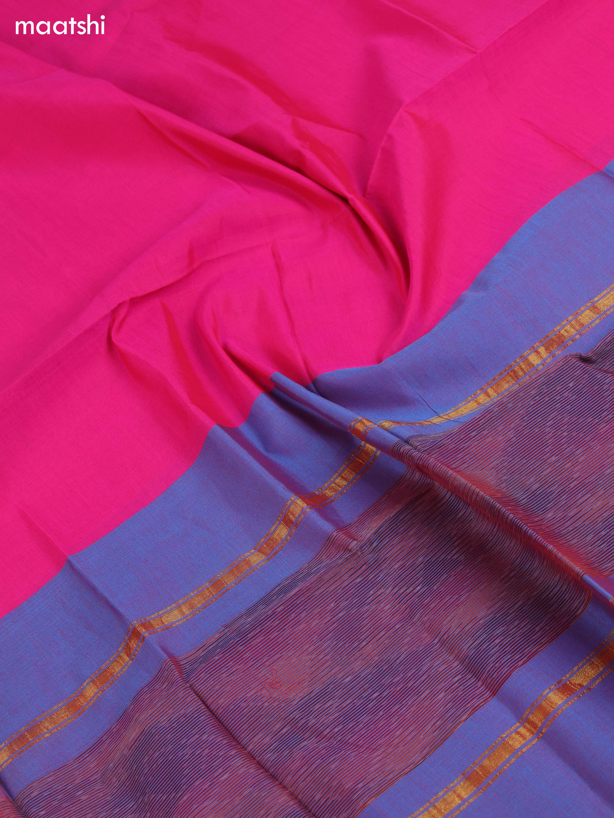 Dual Shade Of Blue and Pink Ikat Dress Material With Plain Body & Ikat Weaves Border and Bottom & Dupatta