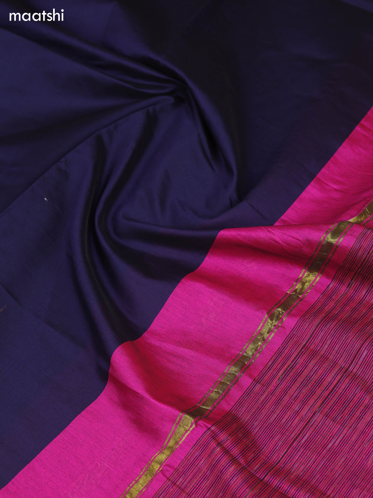 Magenta Pink and Dark Blue Ikat Dress Material With Plain Body & Ikat Weaves Border and Bottom & Dupatta