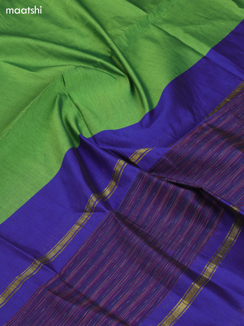 Blue and Light Green Ikat Dress Material With Plain Body & Ikat Weaves Border and Bottom & Dupatta