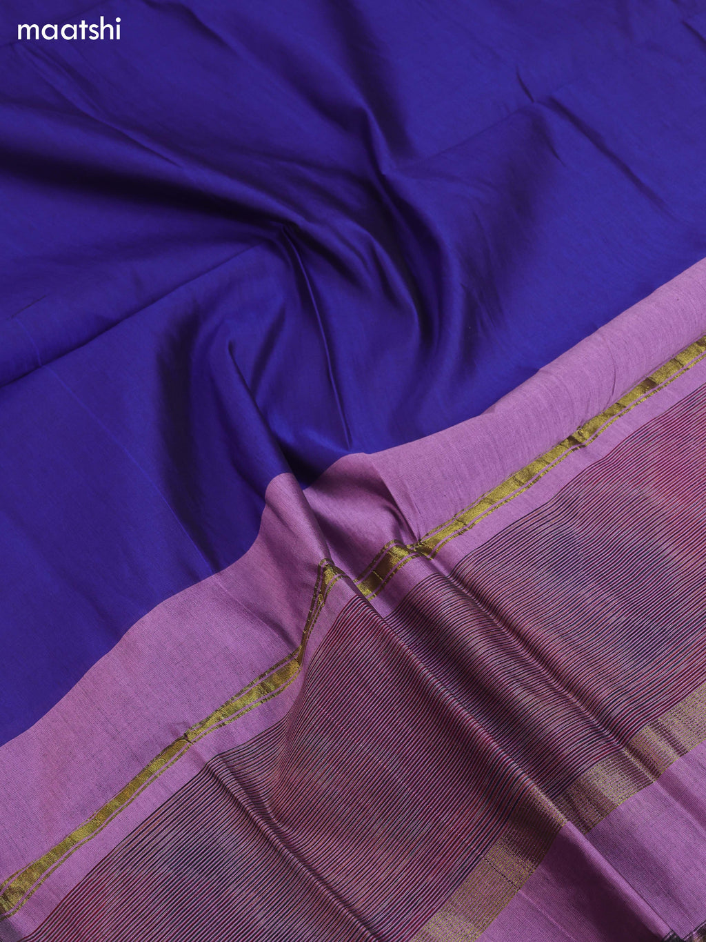 Lavender and Blue Ikat Dress Material With Plain Body & Ikat Weaves Border and Bottom & Dupatta