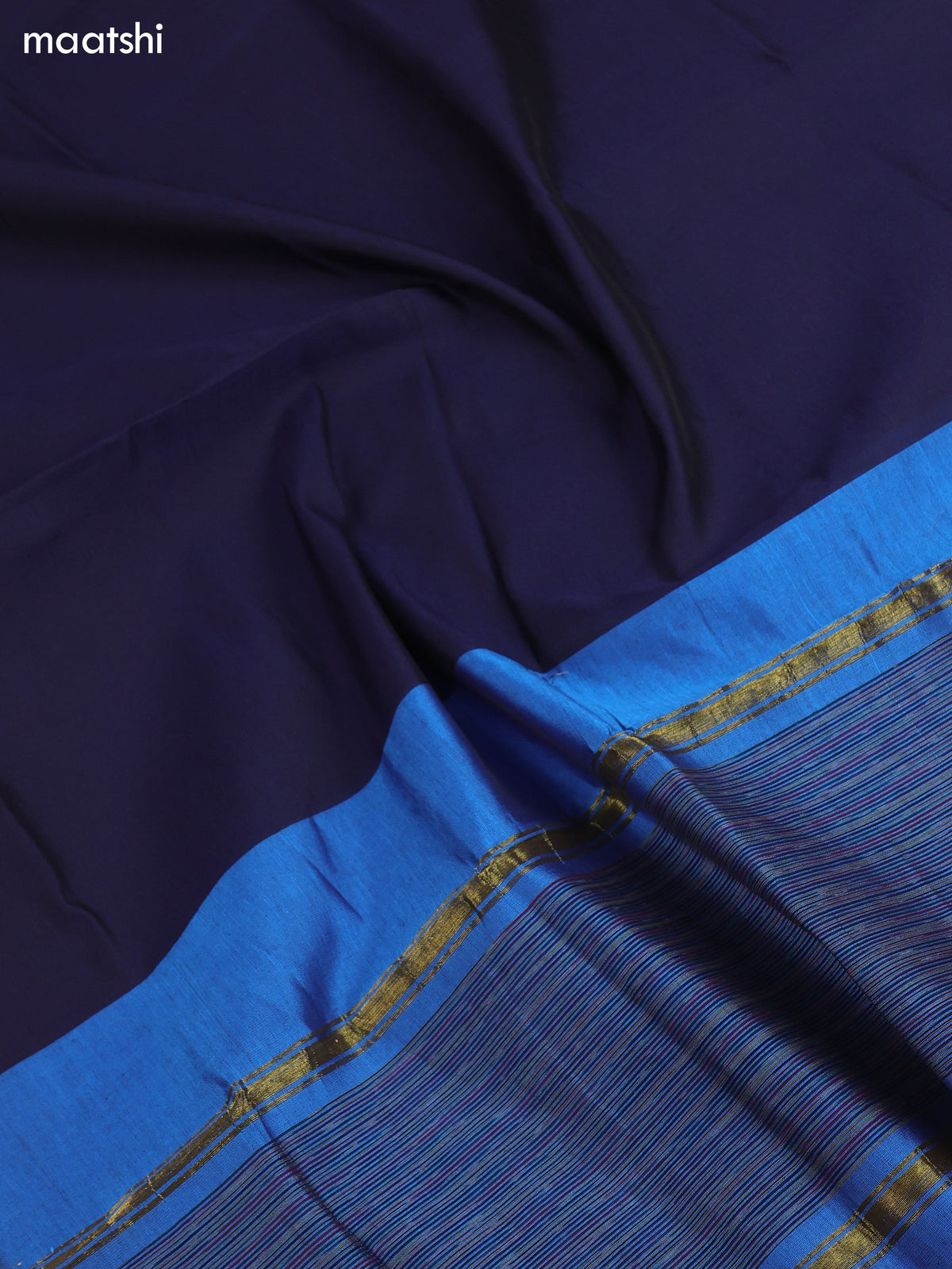 Light Blue and Navy Blue Ikat Dress Material With Plain Body & Ikat Weaves Border and Bottom & Dupatta