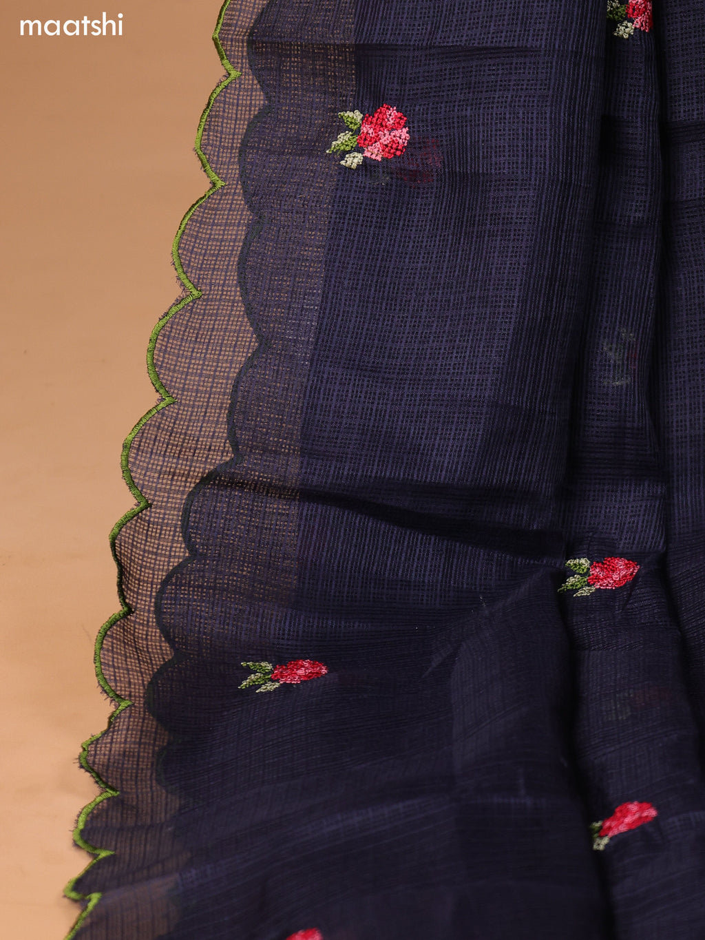 Elephant Grey Kota Dress Material With Embroidery Work Neck Pattern and Bottom & Dupatta