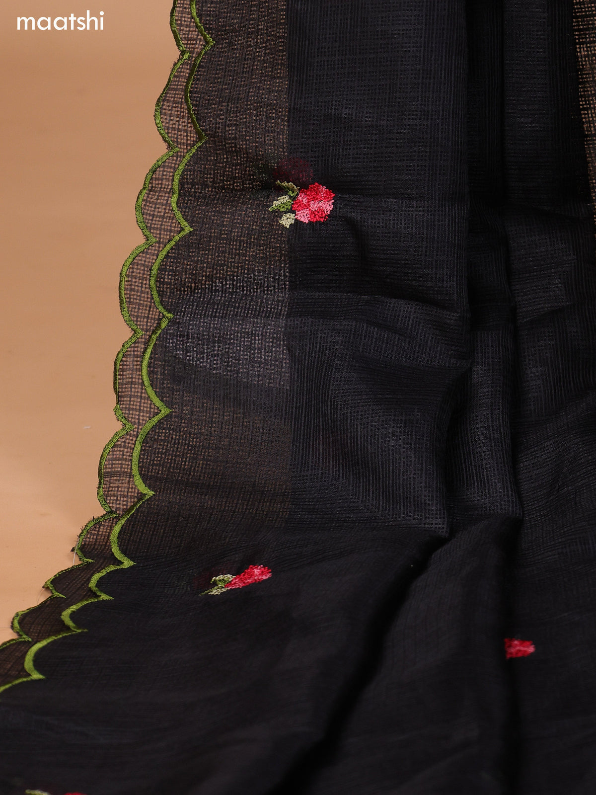 Black Kota Dress Material With Embroidery Work Neck Pattern and Bottom & Dupatta