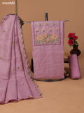 Pastel Pink Kota Dress Material With Embroidery Work Neck Pattern and Bottom & Dupatta