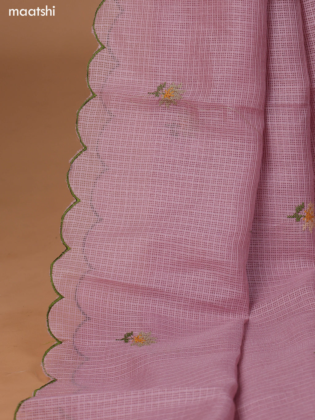 Pastel Pink Kota Dress Material With Embroidery Work Neck Pattern and Bottom & Dupatta