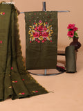 Mehendi Green Kota Dress Material With Embroidery Work Neck Pattern and Bottom & Dupatta