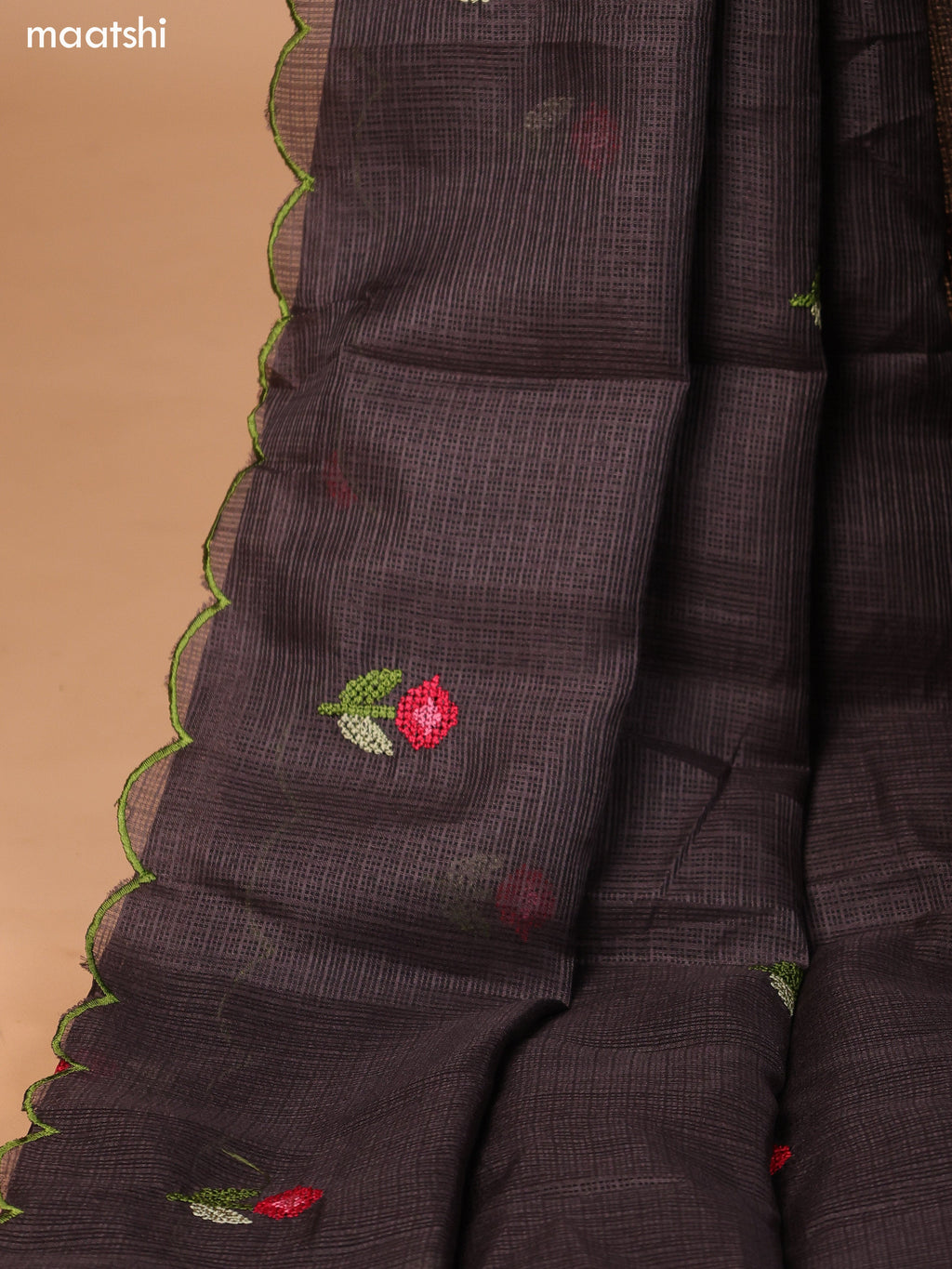 Elephant Grey Kota Dress Material With Embroidery Work Neck Pattern and Bottom & Dupatta