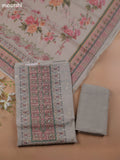 Beige Kota Dress Material With Floral Prints & Embroidery Work Neck Pattern