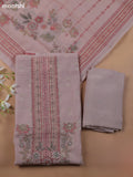 Peach Kota Dress Material With Floral Prints & Embroidery Work Neck Pattern