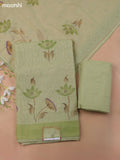 Pastel Green Kota Dress Material With Allover Sequin Work