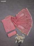 Peach Mul Chanderi Dress Materials With Pasiley Embroidery Work Butta Pattern