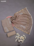 Pastel Brown Mul Chanderi Dress Materials With Pasiley Embroidery Work Butta Pattern