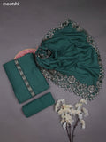 Dark Green Mul Chanderi Dress Materials With Embroidery Work