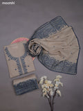 Grey Mul Chanderi Dress Materials With Embroidery Work Neck Pattern
