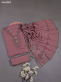 Mauve Pink Mul Chanderi Dress Materials With Embroidery Work Neck Pattern