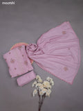 Pestel Pink Mul Chanderi Dress Materials With Floral Embroidery Work Butta Pattern