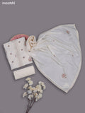 Off White Mul Chanderi Dress Materials With Floral Embroidery Work Butta Pattern