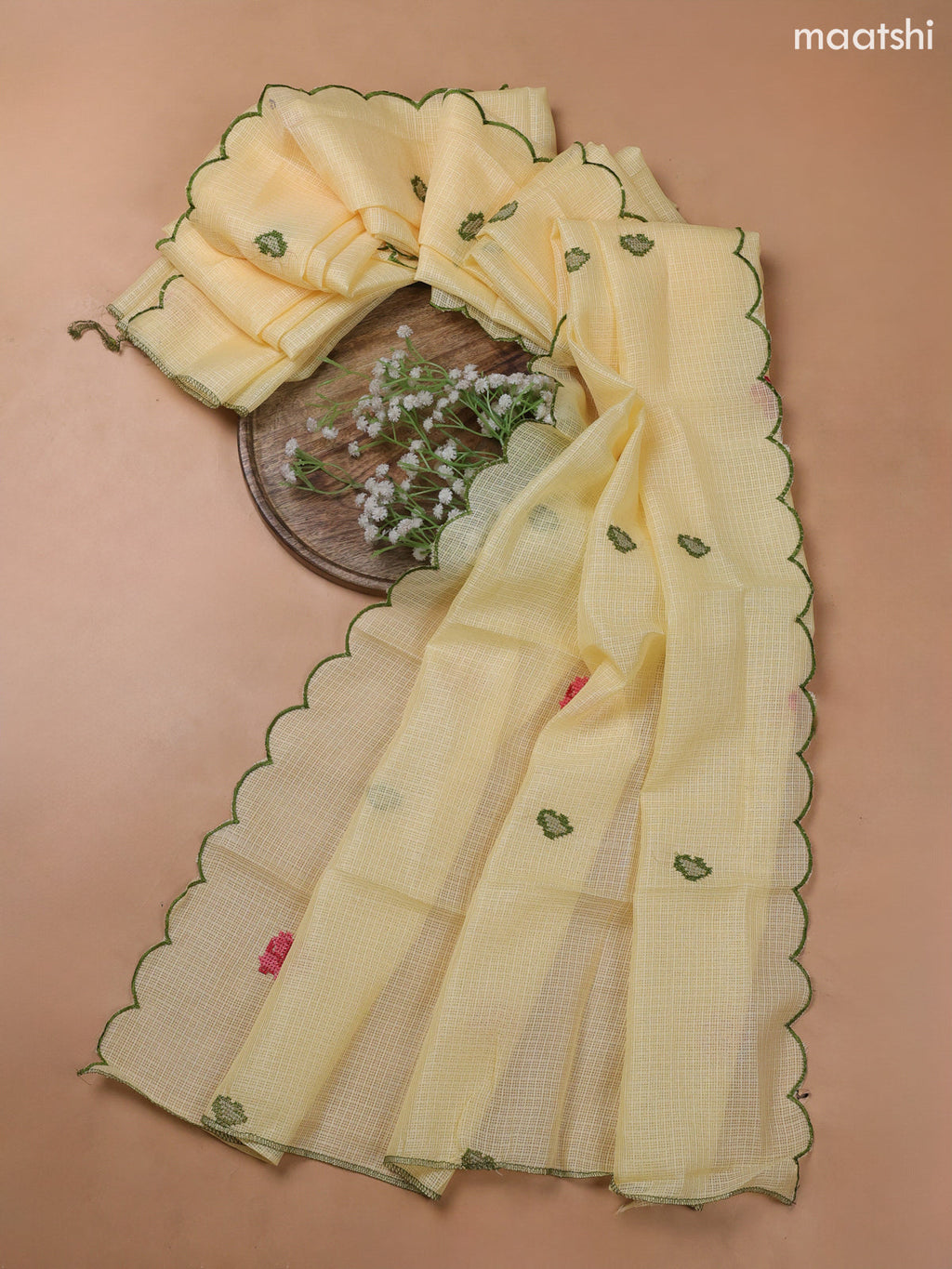 Yellow Kota Dress Material With Embroidery Work Neck Pattern and Bottom & Kota Dupatta